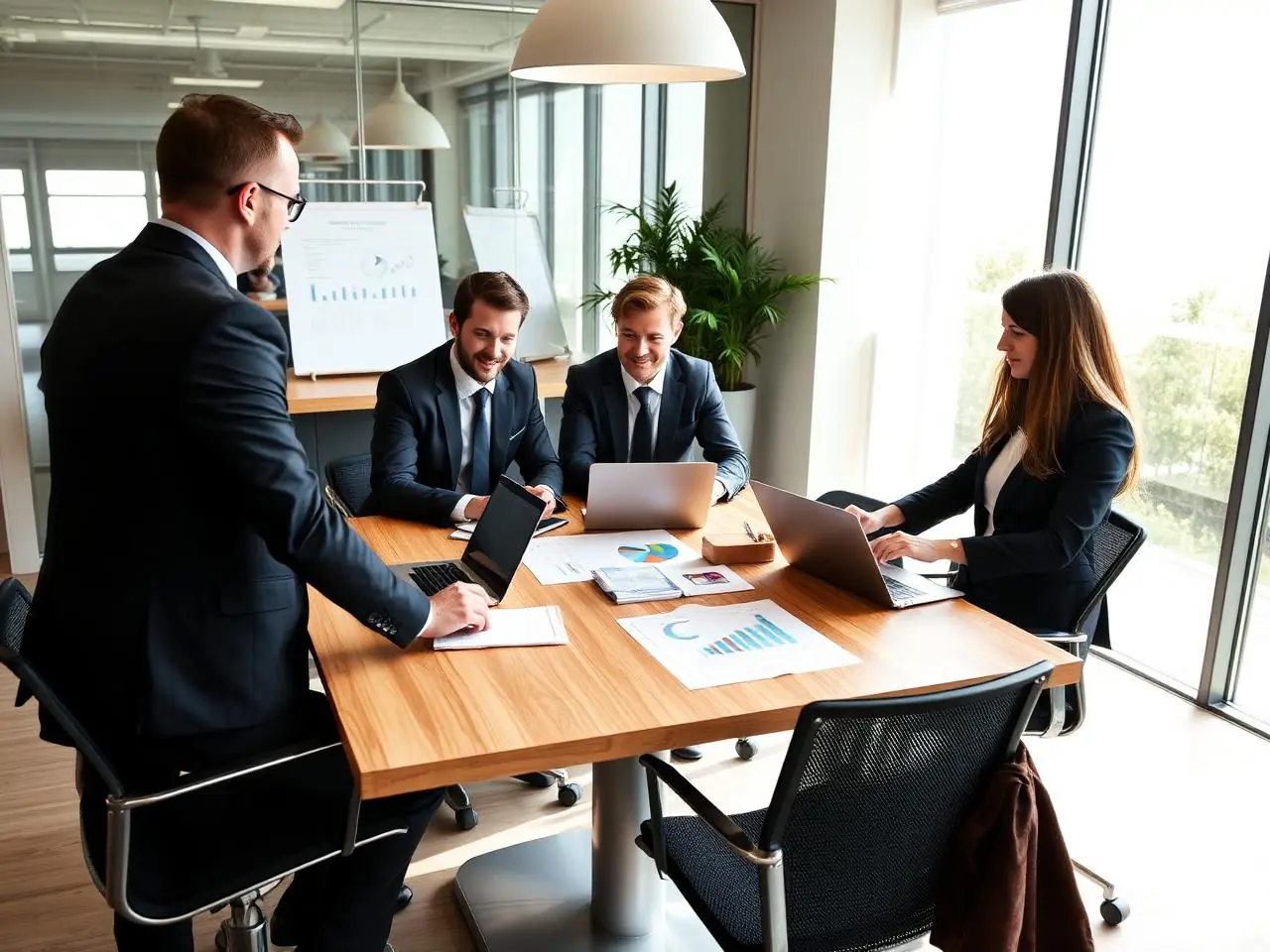 Consulting team collaborating around a conference table