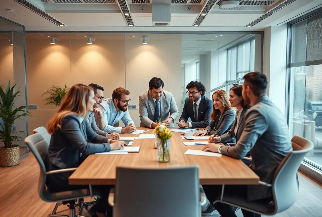 Consulting firm leadership planning expansion with clear financial reporting in hand