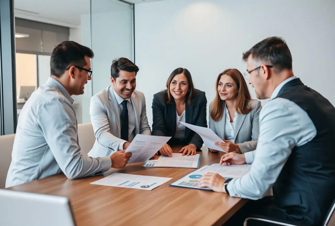 Consulting firm partners taking a financial clarity assessment in their boardroom