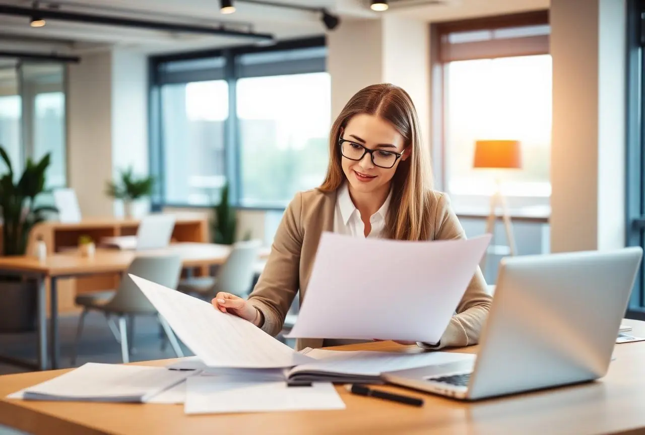 Professional reviewing compliance reports for home health agency