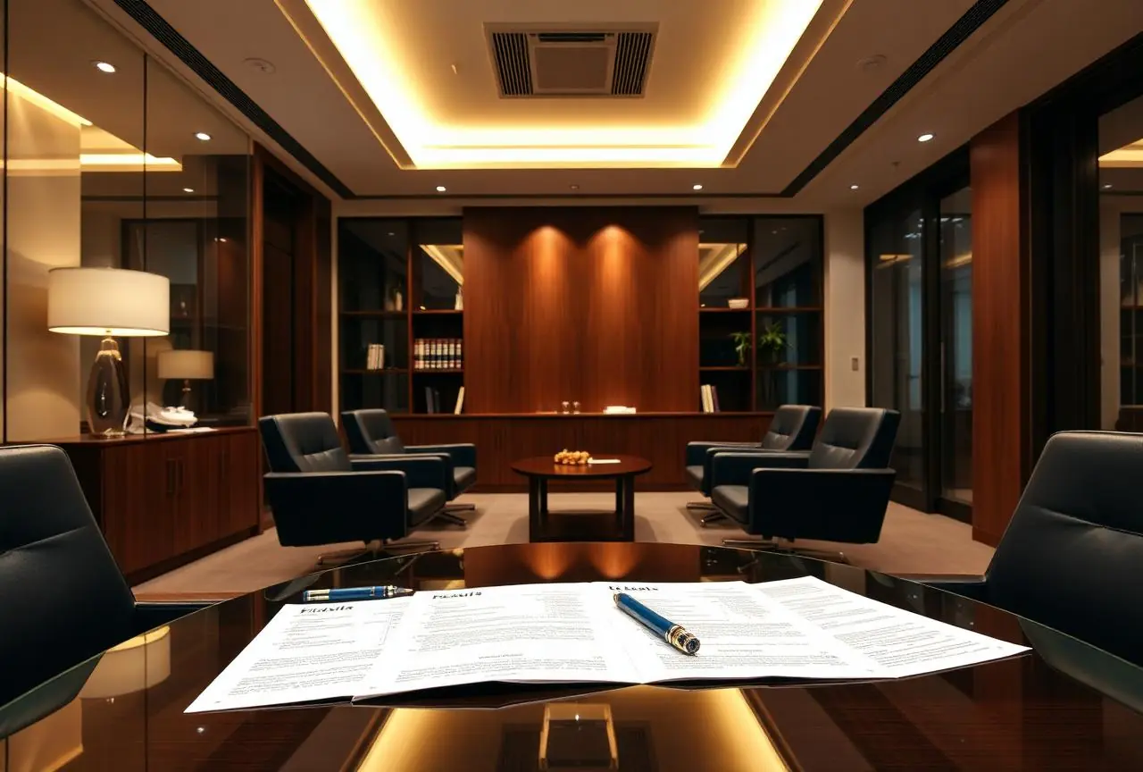 Law firm conference room set up for a partner-led financial clarity assessment
