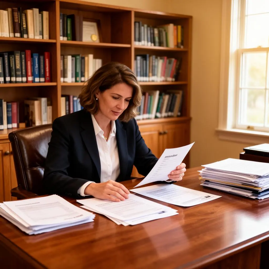 School administrator reviewing tuition and enrollment records with a Harklins bookkeeper